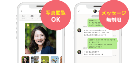 写真閲覧OK、メッセージ無制限